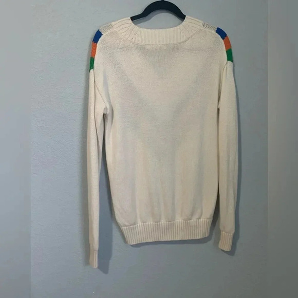 Tory Burch Colorful Striped Merino Wool V Neck Colorful Sweater- XXS - Picture 5 of 8